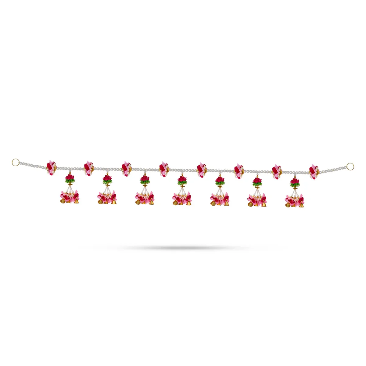 Door Toran - 38 Inches | Artificial Flower Thoran/ Bell Hanging Bandanwar For Home Entrance Decor
