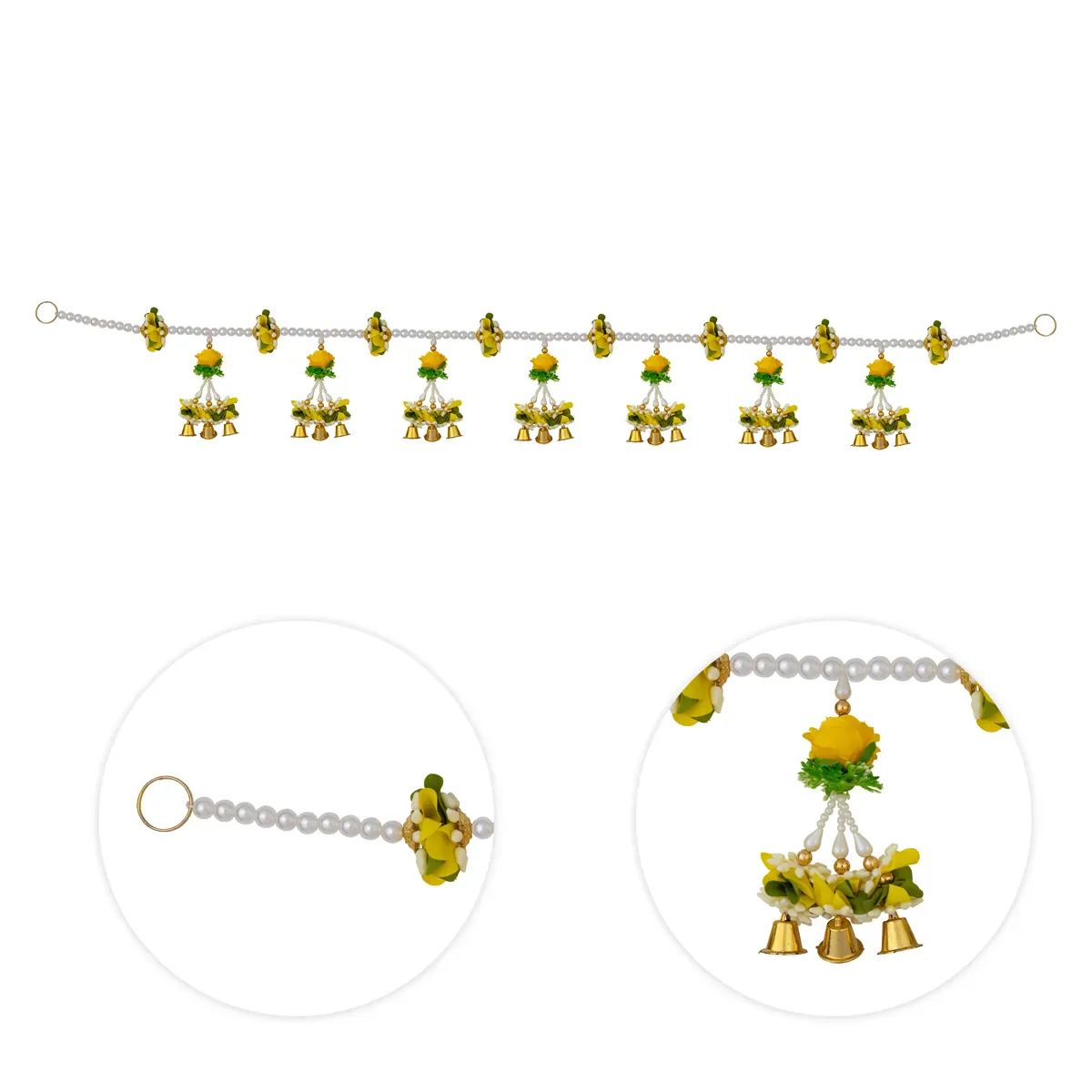 Door Toran - 38 Inches | Artificial Flower Thoran/ Bell Hanging Bandanwar For Home Entrance Decor - Image 4