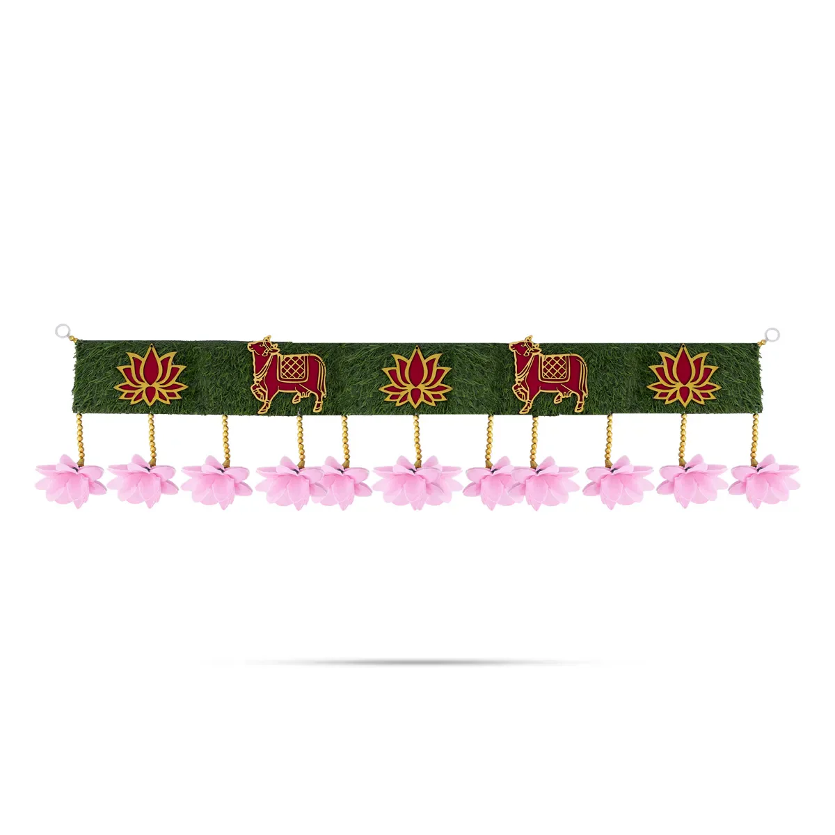 Door Toran - 41 Inches | Lotus & Cow Motif Thoranam/ Floral Bandhanwar For Festive Decor & Home Entrance - Image 4
