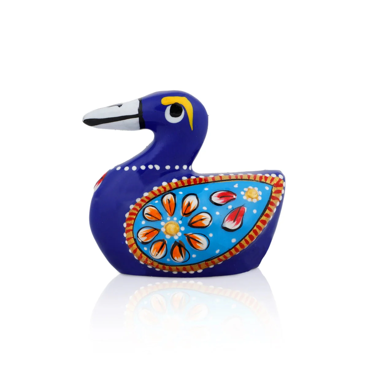 Duck Figurine - 1.5 x 2 Inches | Metal Duck Sculpture/ Blue Colour Painted Duck Statue for Home Decor - Image 2