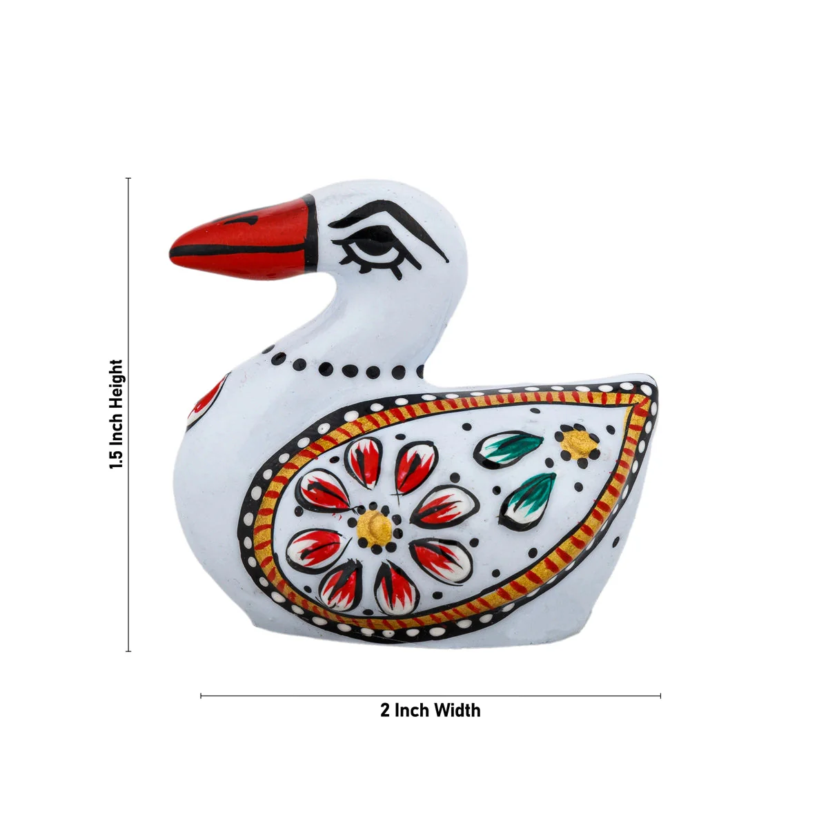 Duck Figurine - 1.5 x 2 Inches | Metal Duck Statue/ White Colour Painted Duck Sculpture for Home Decor - Image 3