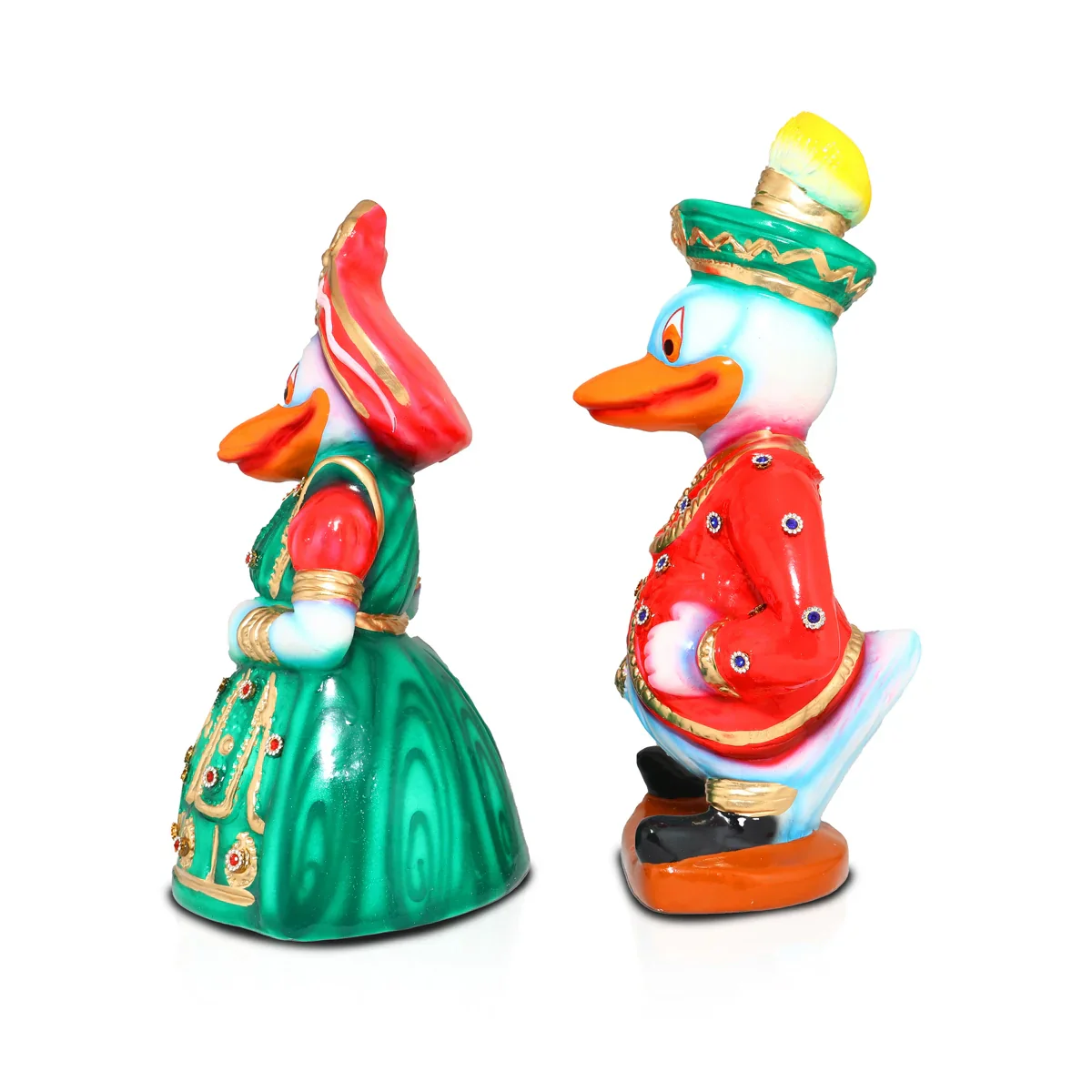 Duck Marriage Paper Mache Golu Bommai Pair - 15 x 7 Inches | Giri Golu Doll/ Navaratri Golu Bomma/Gombe - Image 2