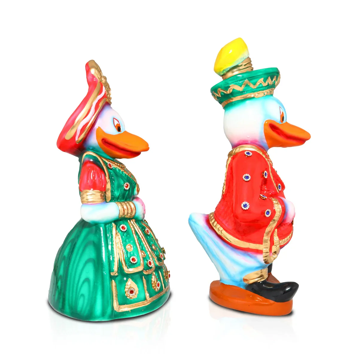 Duck Marriage Paper Mache Golu Bommai Pair - 15 x 7 Inches | Giri Golu Doll/ Navaratri Golu Bomma/Gombe - Image 3