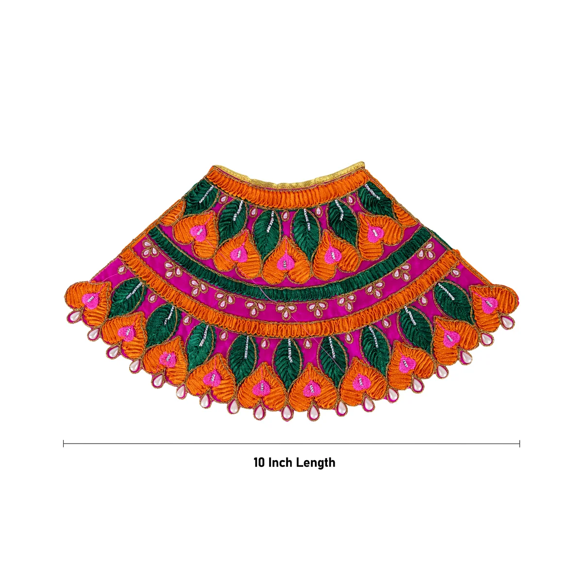 Durga Dress - 10 Inches | Embroidery Design Mata Rani Poshak/ Amman Pavadai for Deity/ Assorted Colour - Image 3