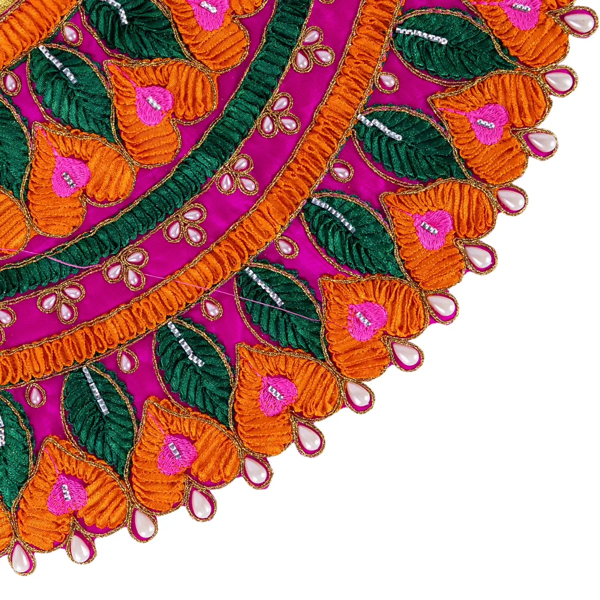 Durga Dress - 10 Inches | Embroidery Design Mata Rani Poshak/ Amman Pavadai for Deity/ Assorted Colour - Image 4