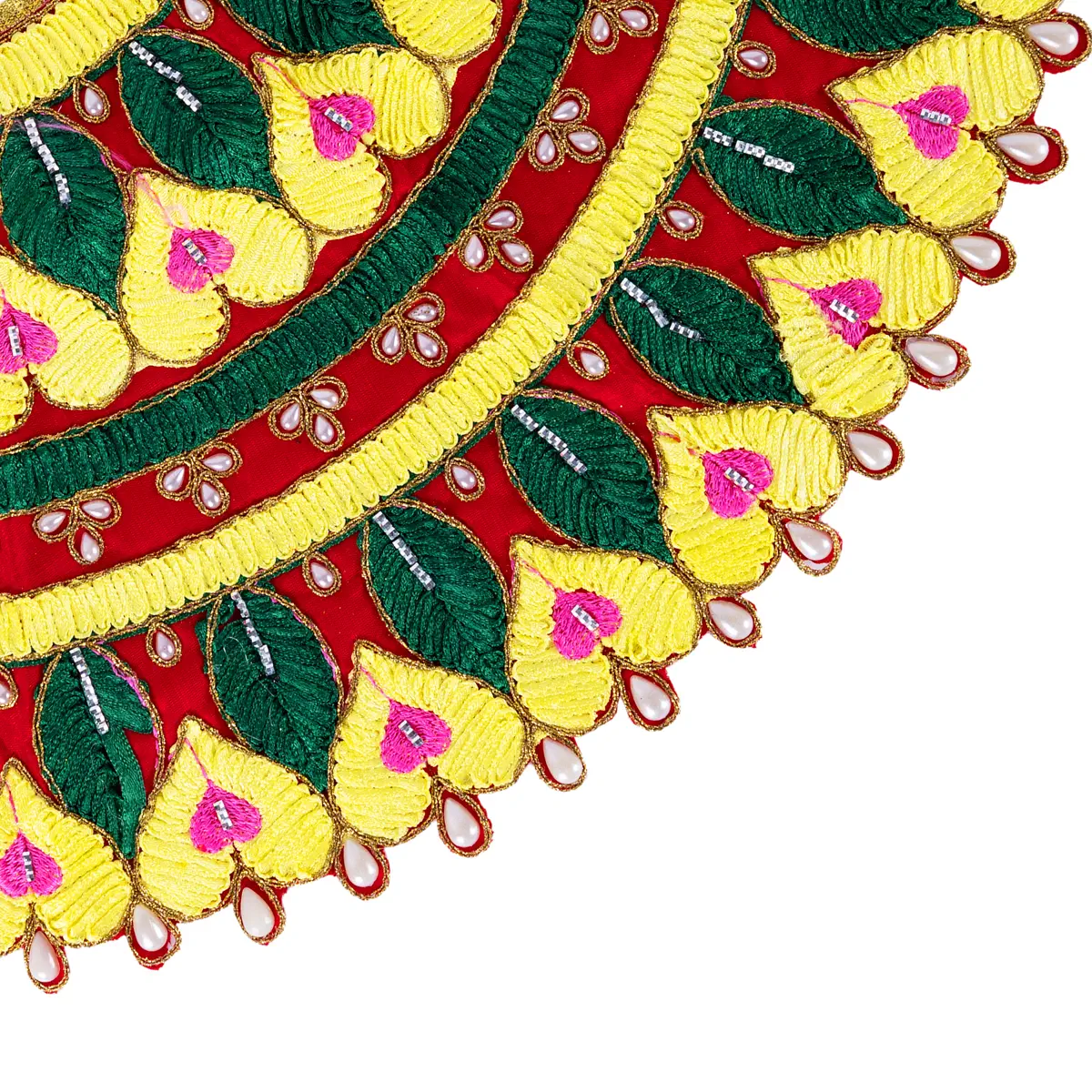 Durga Dress - 10 Inches | Embroidery Design Mata Rani Poshak/ Amman Pavadai for Deity/ Assorted Colour - Image 7