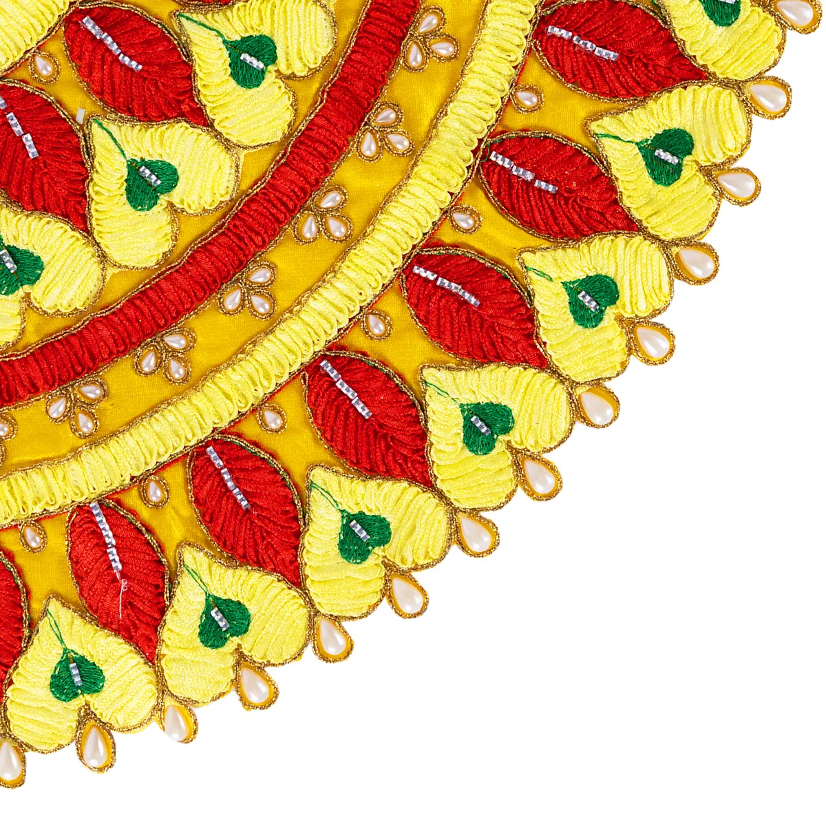 Durga Dress - 10 Inches | Embroidery Design Mata Rani Poshak/ Amman Pavadai for Deity/ Assorted Colour - Image 9