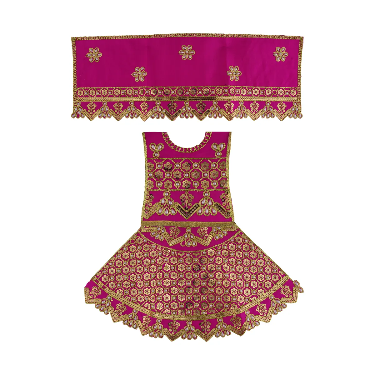 Durga Dress - 10 X 11.5 Inches | Mata Rani Poshak/ Embroidery Amman Pavadai/ Assorted Colour - Image 13