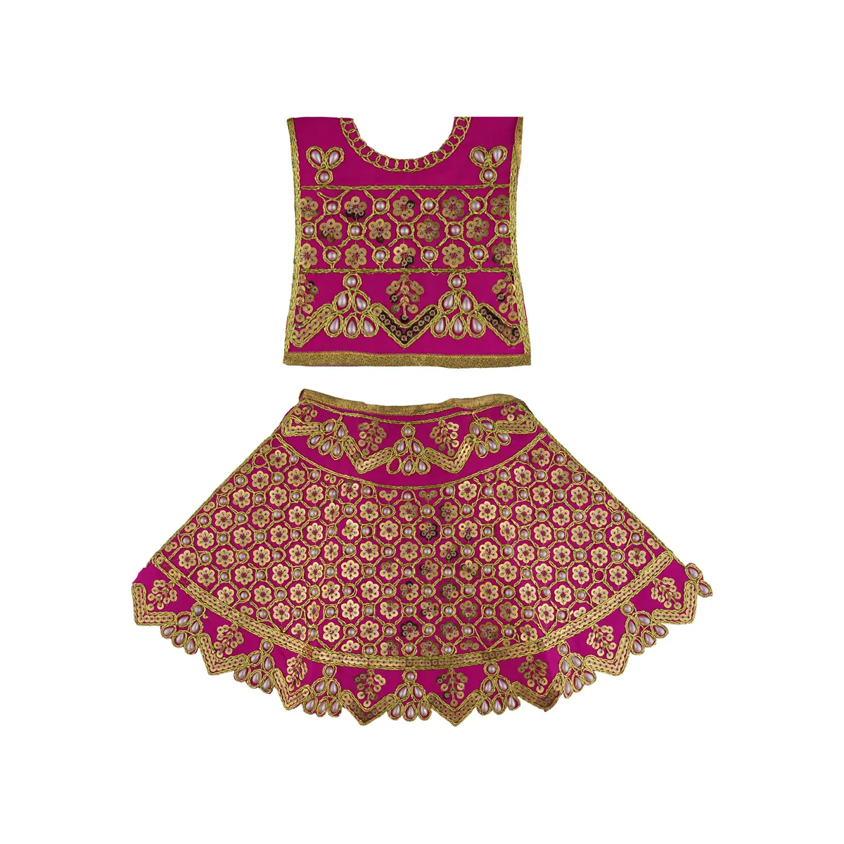 Durga Dress - 10 X 11.5 Inches | Mata Rani Poshak/ Embroidery Amman Pavadai/ Assorted Colour - Image 14