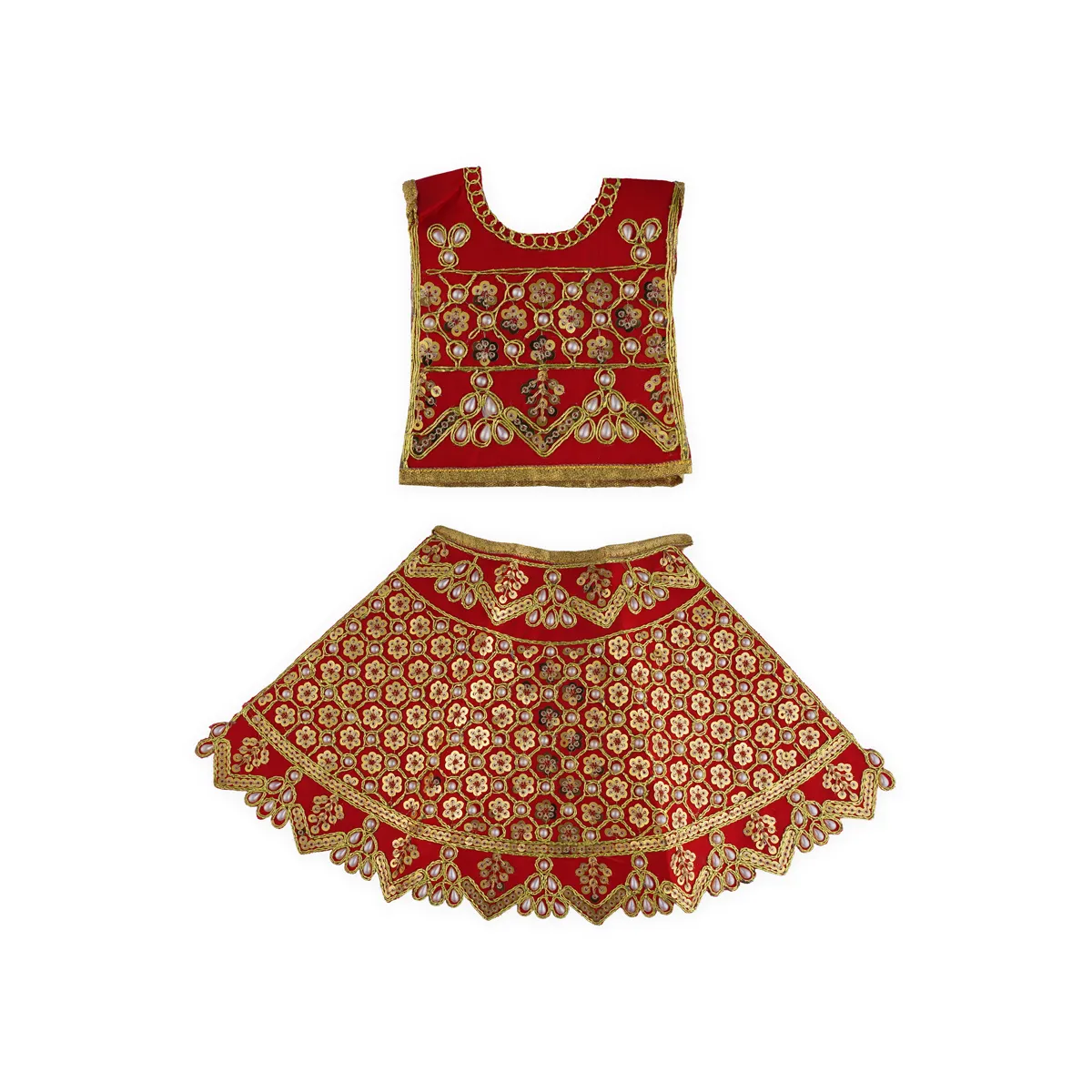 Durga Dress - 10 X 11.5 Inches | Mata Rani Poshak/ Embroidery Amman Pavadai/ Assorted Colour - Image 7