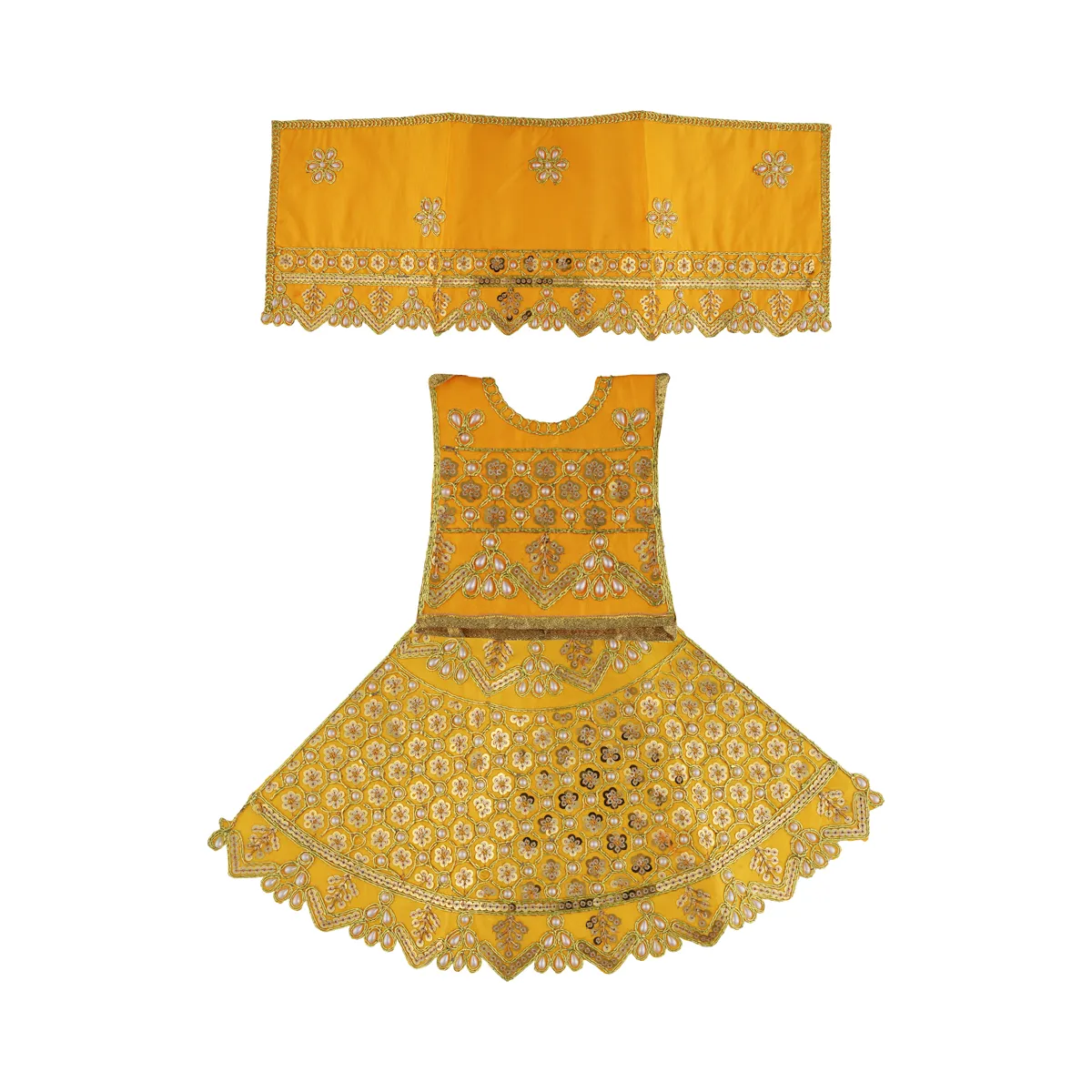 Durga Dress - 10 X 11.5 Inches | Mata Rani Poshak/ Embroidery Amman Pavadai/ Assorted Colour - Image 9