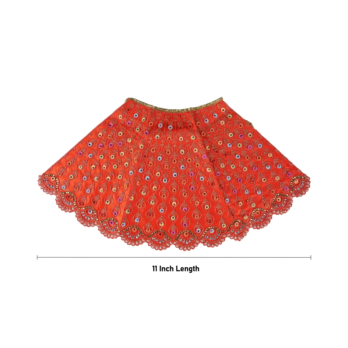 Durga Dress - 11 Inches | Floral Work Mata Rani Poshak/ Amman Pavadai for Deity/ Assorted Colour - Image 13