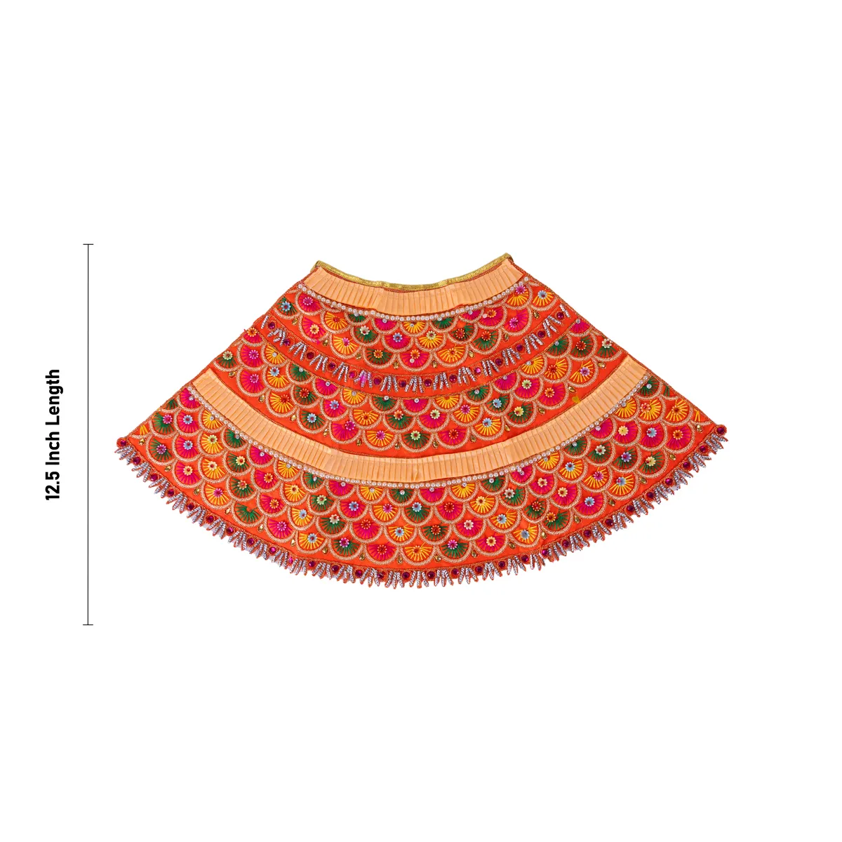 Durga Dress - 12.5 Inches | Lehenga Patka/ Embroidery Amman Pavadai For Deity Decor/ Assorted Colour - Image 7