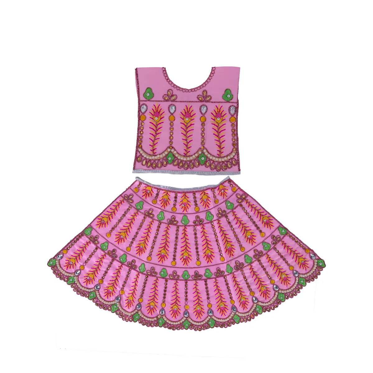 Durga Dress - 12.5 Inches | Mata Rani Poshak/ Lehenga Patka/ Embroidery Design Amman Pavadai - Image 2