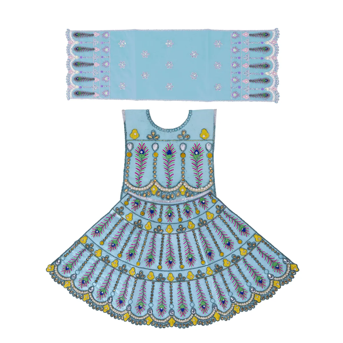 Durga Dress - 12.5 Inches | Mata Rani Poshak/ Lehenga Patka/ Embroidery Design Amman Pavadai - Image 4