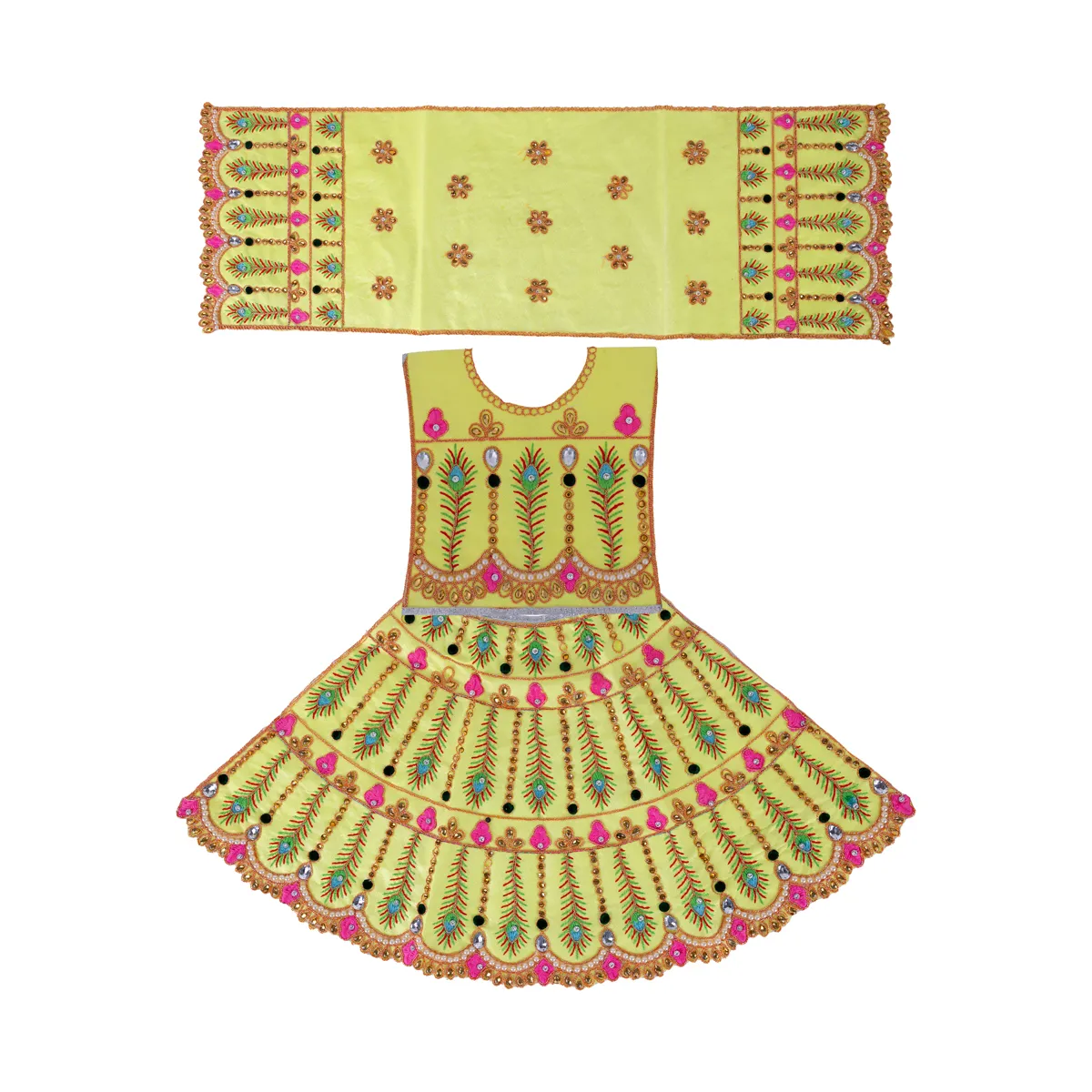 Durga Dress - 12.5 Inches | Mata Rani Poshak/ Lehenga Patka/ Embroidery Design Amman Pavadai - Image 7