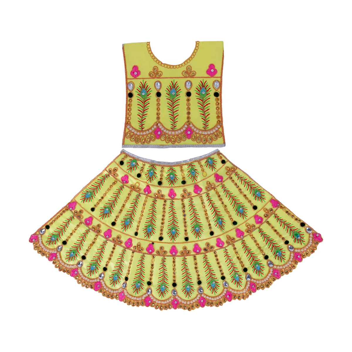 Durga Dress - 12.5 Inches | Mata Rani Poshak/ Lehenga Patka/ Embroidery Design Amman Pavadai - Image 8