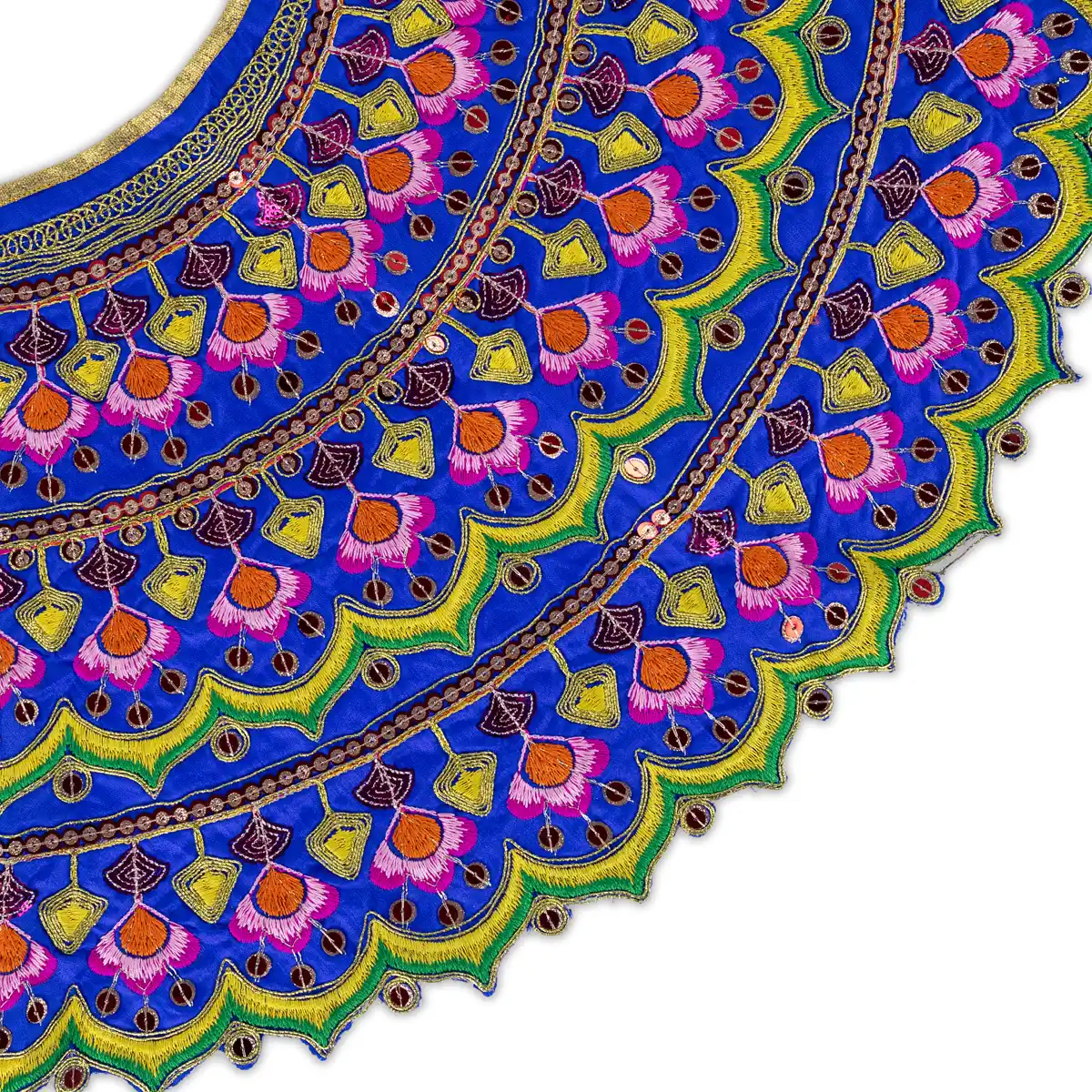 Durga Dress - 12.5 Inches | Mata Rani Poshak/ Lehenga Patka/ Embroidery Amman Pavadai For Deity Decor - Image 4