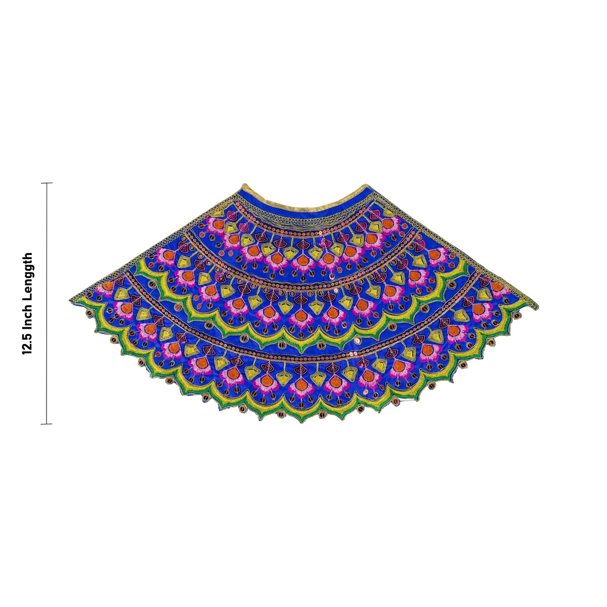 Durga Dress - 12.5 Inches | Mata Rani Poshak/ Lehenga Patka/ Embroidery Amman Pavadai For Deity Decor - Image 5