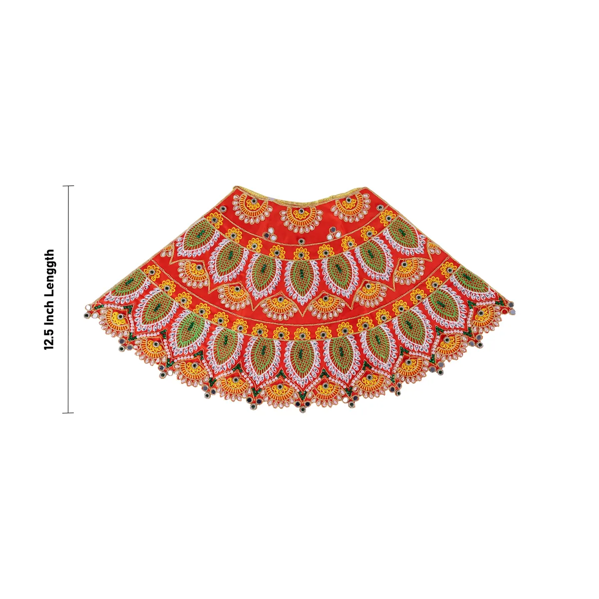 Durga Dress - 12.5 Inches | Mata Rani Poshak/ Lehenga Patka/ Devi Vastra/ Amman Pavadai For Deity Decoration - Image 3