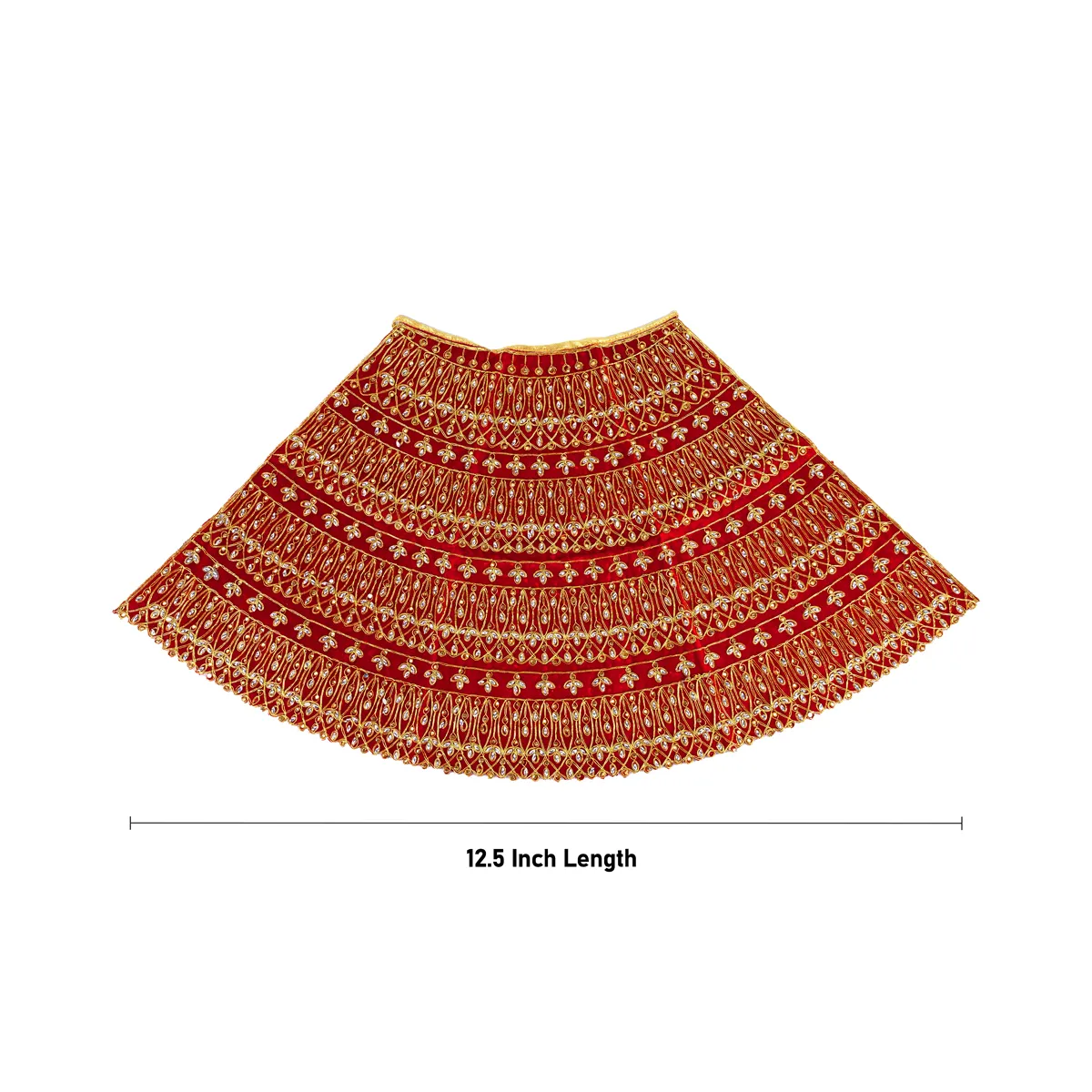 Durga Dress - 12.5 Inches | Velvet Mata Dress/ Embroidery Devi Vastra/ Amman Pavadai for Deity - Image 3