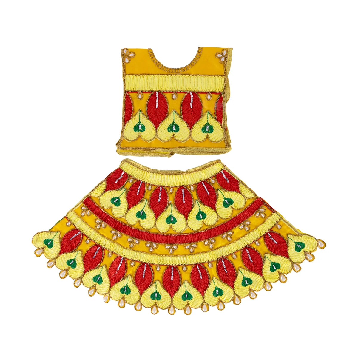 Durga Dress - 12 Inches | Amman Pavadai/ Mata Dress/ Embroidery Design Devi Vastra For Deity/ Assorted Colour - Image 2