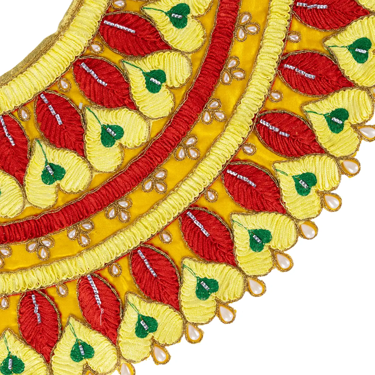 Durga Dress - 12 Inches | Amman Pavadai/ Mata Dress/ Embroidery Design Devi Vastra For Deity/ Assorted Colour - Image 4