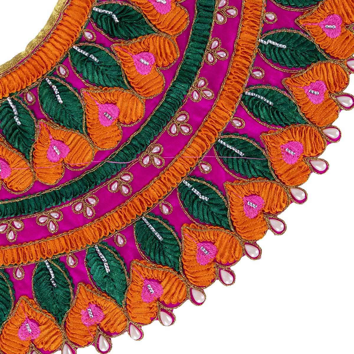 Durga Dress - 12 Inches | Amman Pavadai/ Mata Dress/ Embroidery Design Devi Vastra For Deity/ Assorted Colour - Image 8