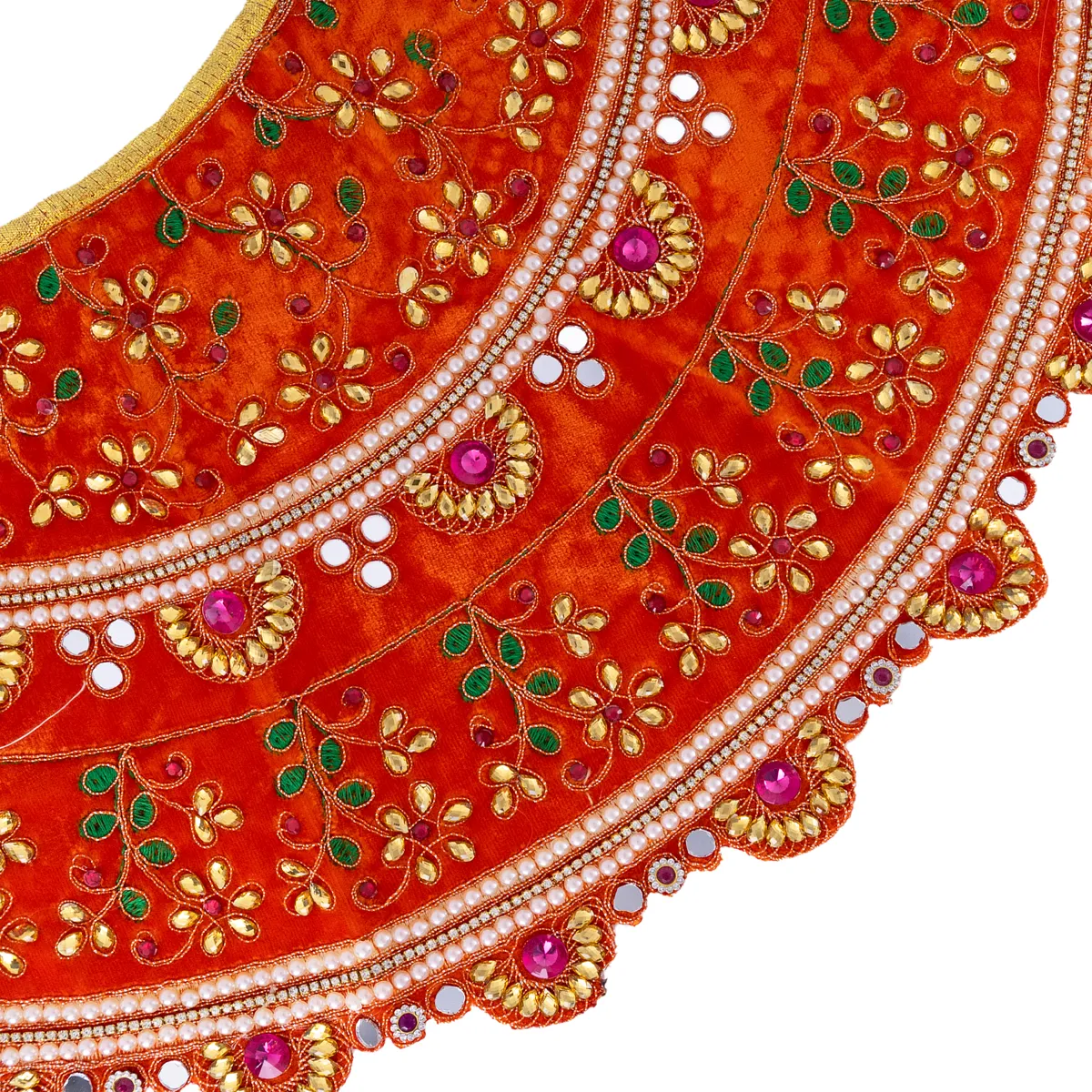 Durga Dress - 13 Inches | Mata Rani Poshak/ Lehenga Patka/ Embroidery Amman Pavadai/ Assorted Colour - Image 3
