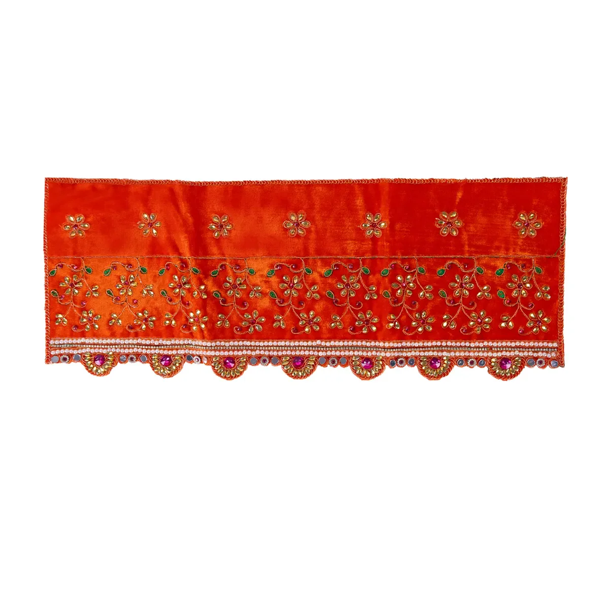Durga Dress - 13 Inches | Mata Rani Poshak/ Lehenga Patka/ Embroidery Amman Pavadai/ Assorted Colour - Image 4