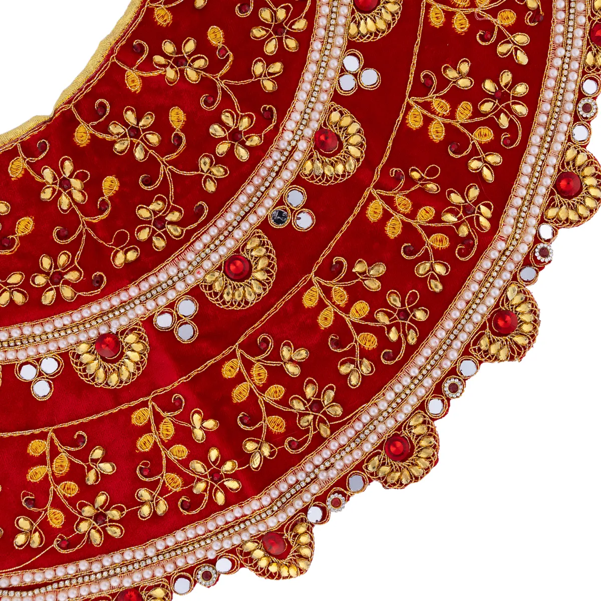 Durga Dress - 13 Inches | Mata Rani Poshak/ Lehenga Patka/ Embroidery Amman Pavadai/ Assorted Colour - Image 7