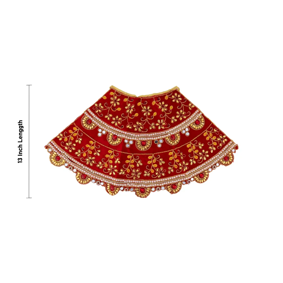 Durga Dress - 13 Inches | Mata Rani Poshak/ Lehenga Patka/ Embroidery Amman Pavadai/ Assorted Colour - Image 8