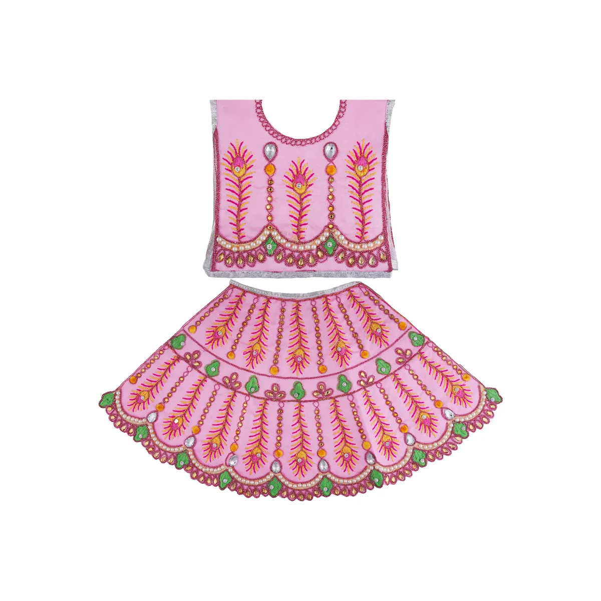 Durga Dress - 14 Inches | Mata Dress/ Lehenga Patka/ Embroidery Design Devi Vastra/ Assorted Colour - Image 10