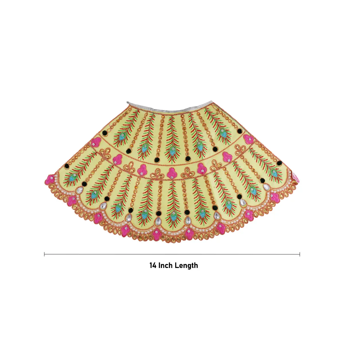Durga Dress - 14 Inches | Mata Dress/ Lehenga Patka/ Embroidery Design Devi Vastra/ Assorted Colour - Image 3
