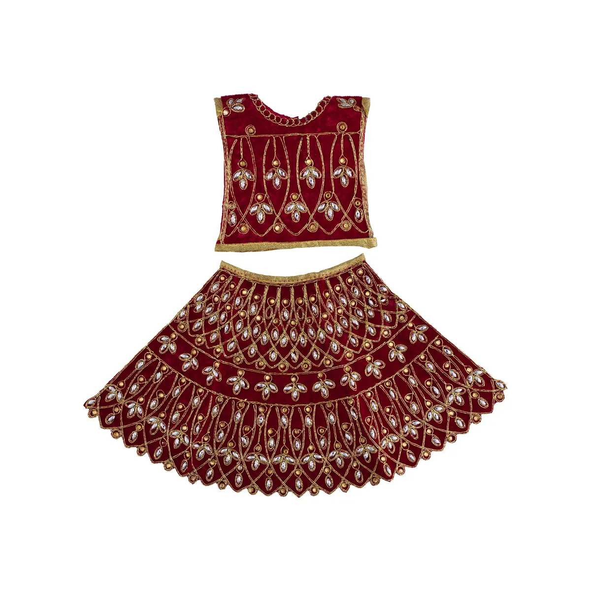 Durga Dress - 14 Inches | Mata Rani Poshak/ Lehenga Patka/ Embroidery Amman Pavadai/ Assorted Colour - Image 5
