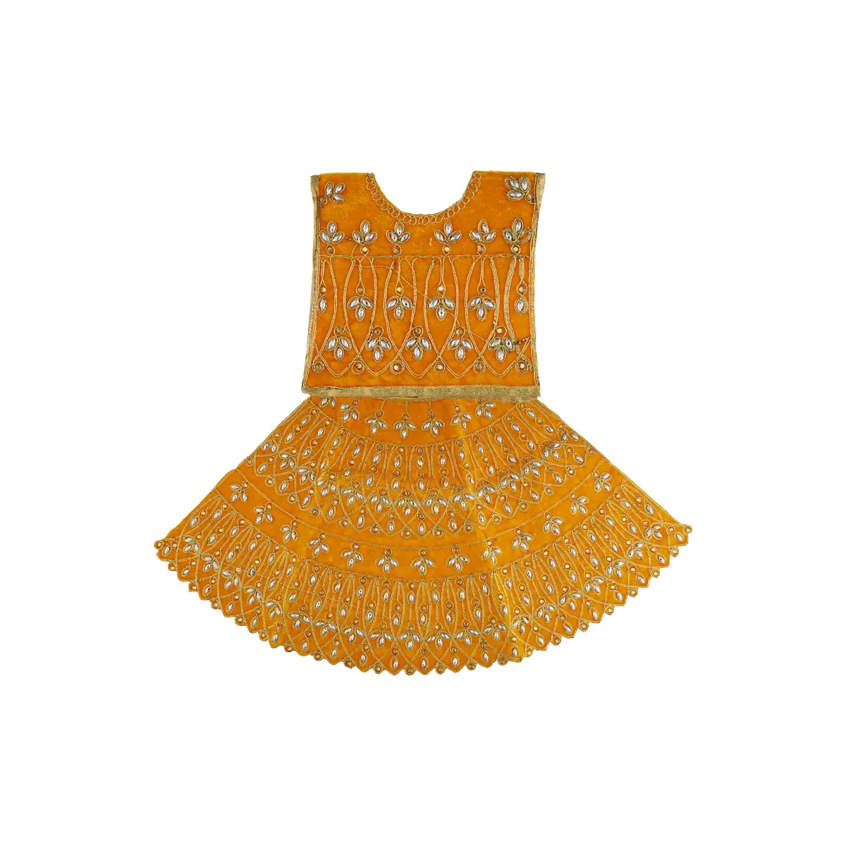Durga Dress - 14 Inches | Mata Rani Poshak/ Lehenga Patka/ Embroidery Amman Pavadai/ Assorted Colour - Image 8