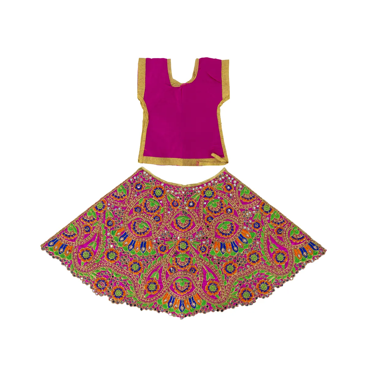 Durga Dress - 14 Inches | Traditional Design Mata Rani Poshak/ Amman Pavadai for Deity/ Assorted Colour - Image 2