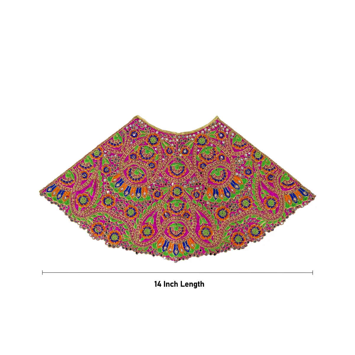 Durga Dress - 14 Inches | Traditional Design Mata Rani Poshak/ Amman Pavadai for Deity/ Assorted Colour - Image 3