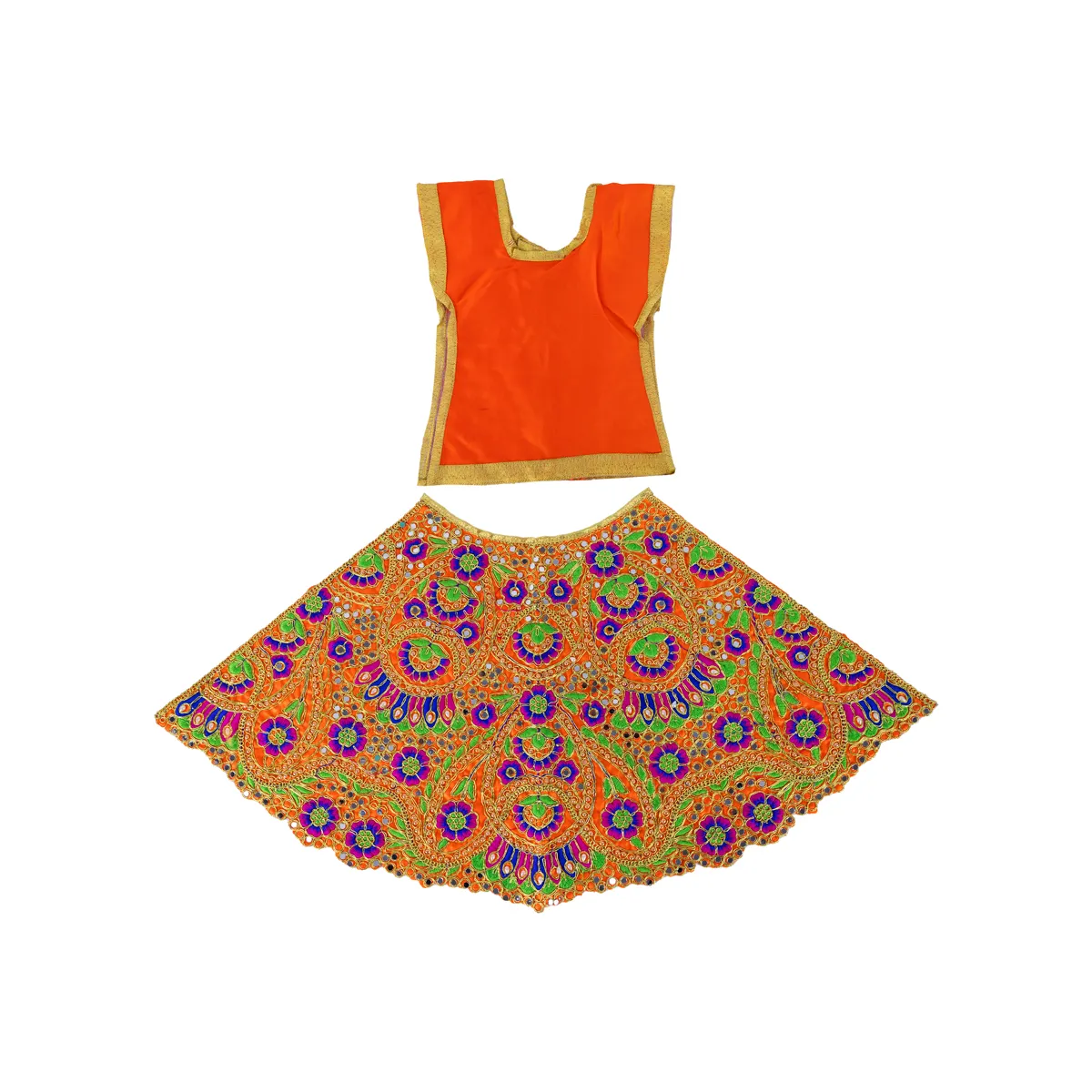 Durga Dress - 14 Inches | Traditional Design Mata Rani Poshak/ Amman Pavadai for Deity/ Assorted Colour - Image 6