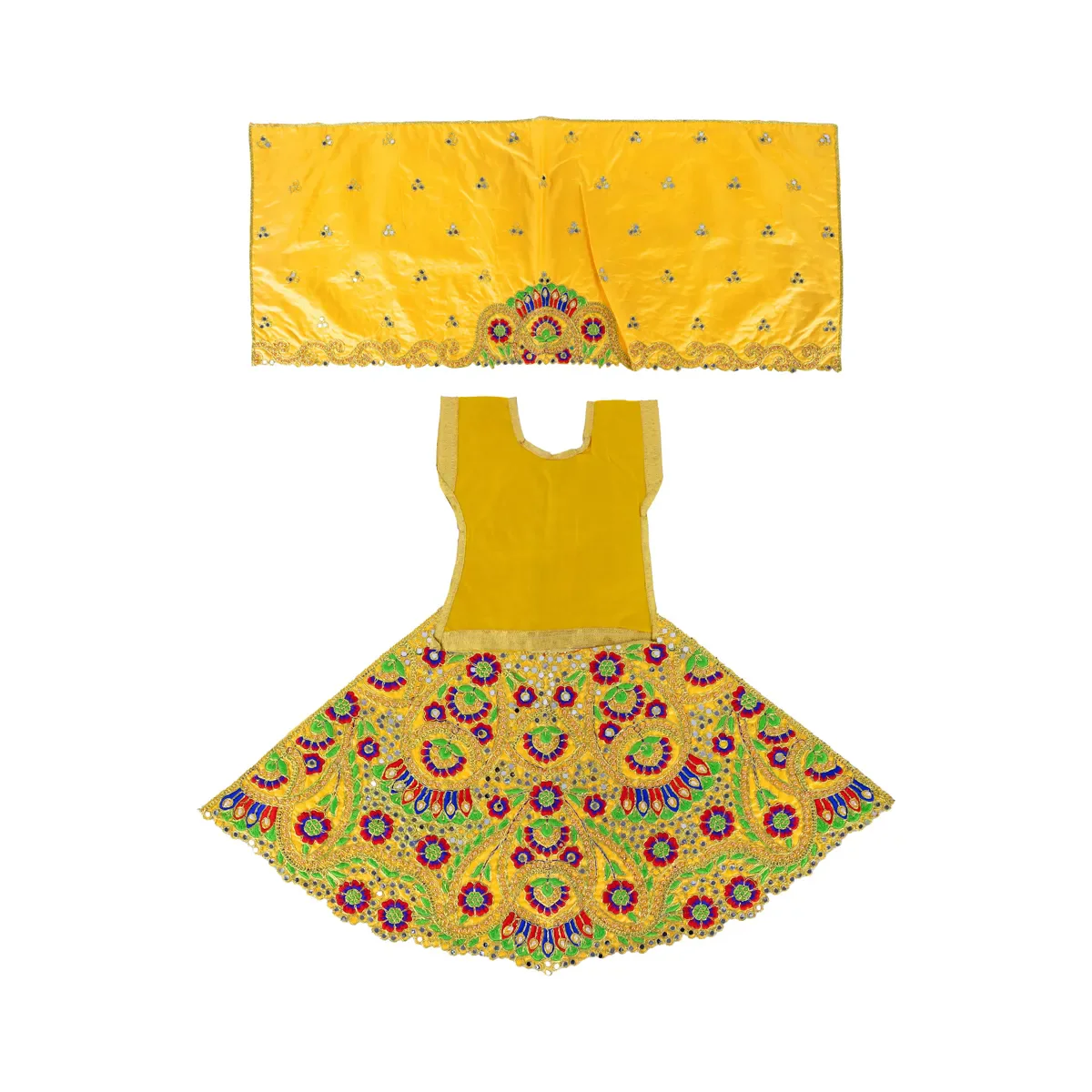 Durga Dress - 14 Inches | Traditional Design Mata Rani Poshak/ Amman Pavadai for Deity/ Assorted Colour - Image 8