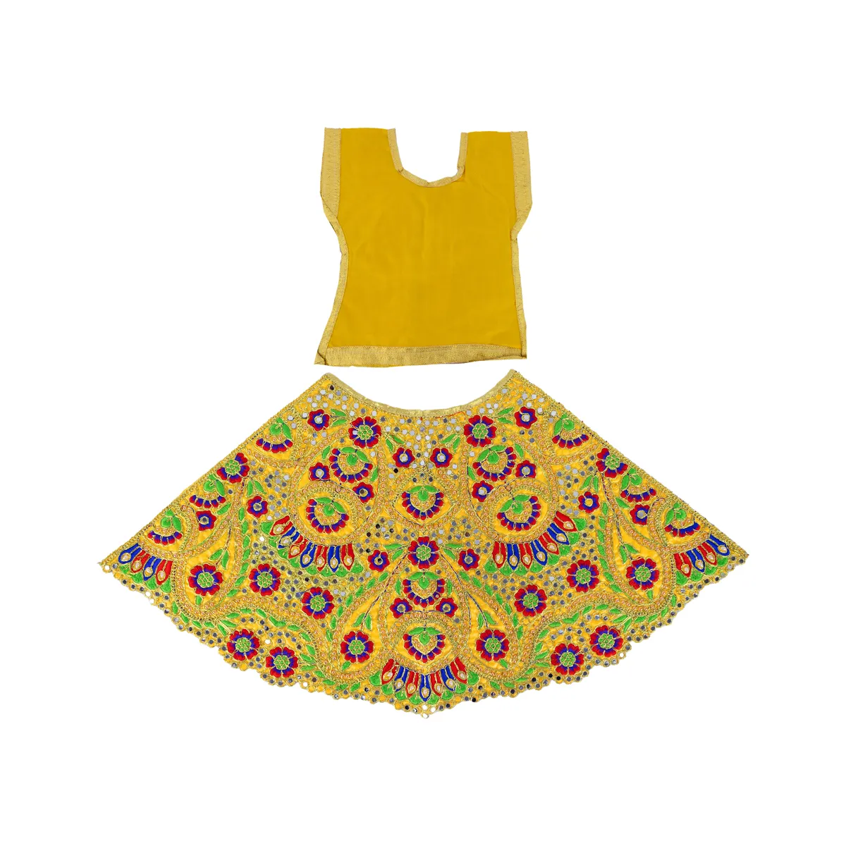 Durga Dress - 14 Inches | Traditional Design Mata Rani Poshak/ Amman Pavadai for Deity/ Assorted Colour - Image 9