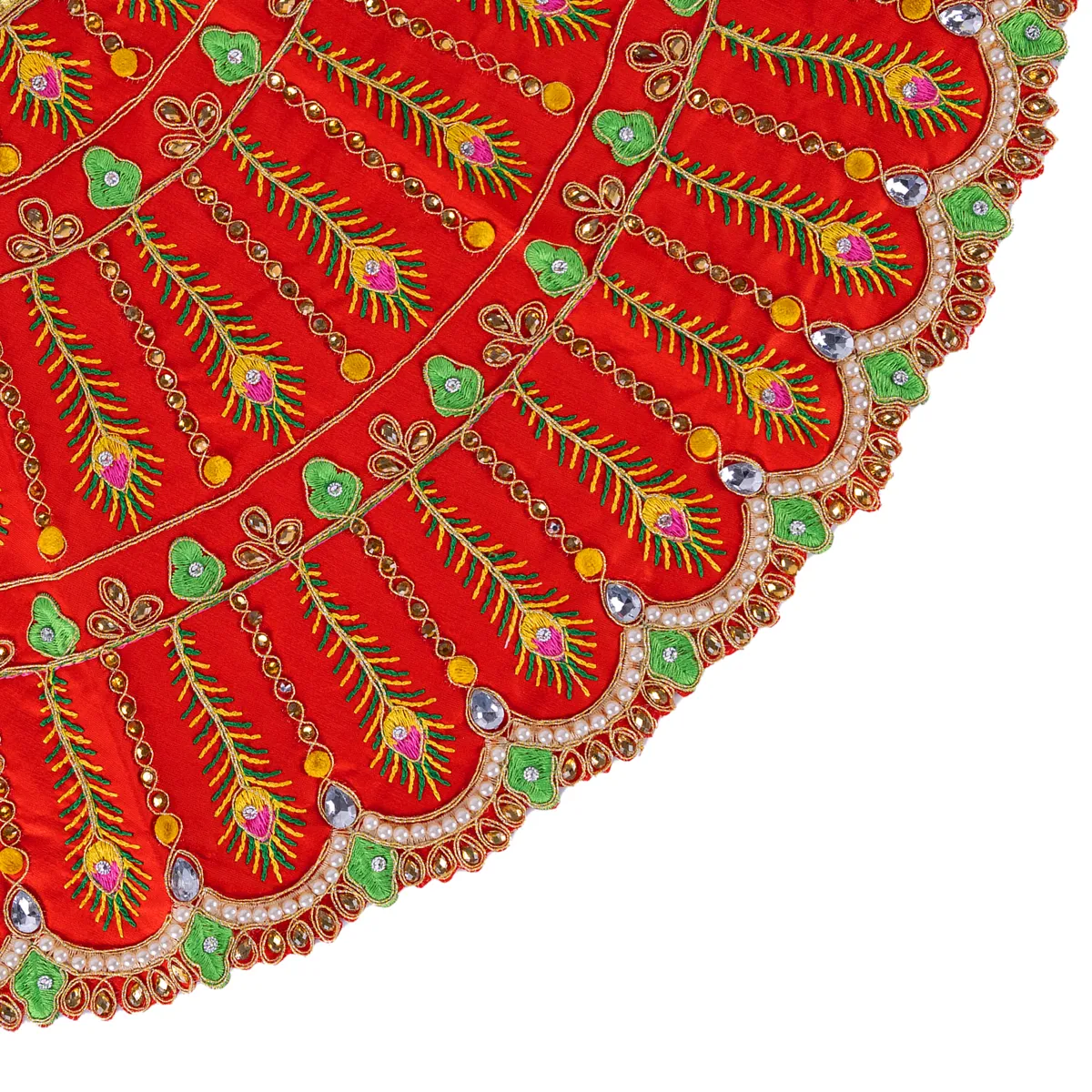 Durga Dress - 15.5 Inches | Floral Work Mata Rani Poshak/ Amman Pavadai for Deity/ Assorted Colour - Image 3