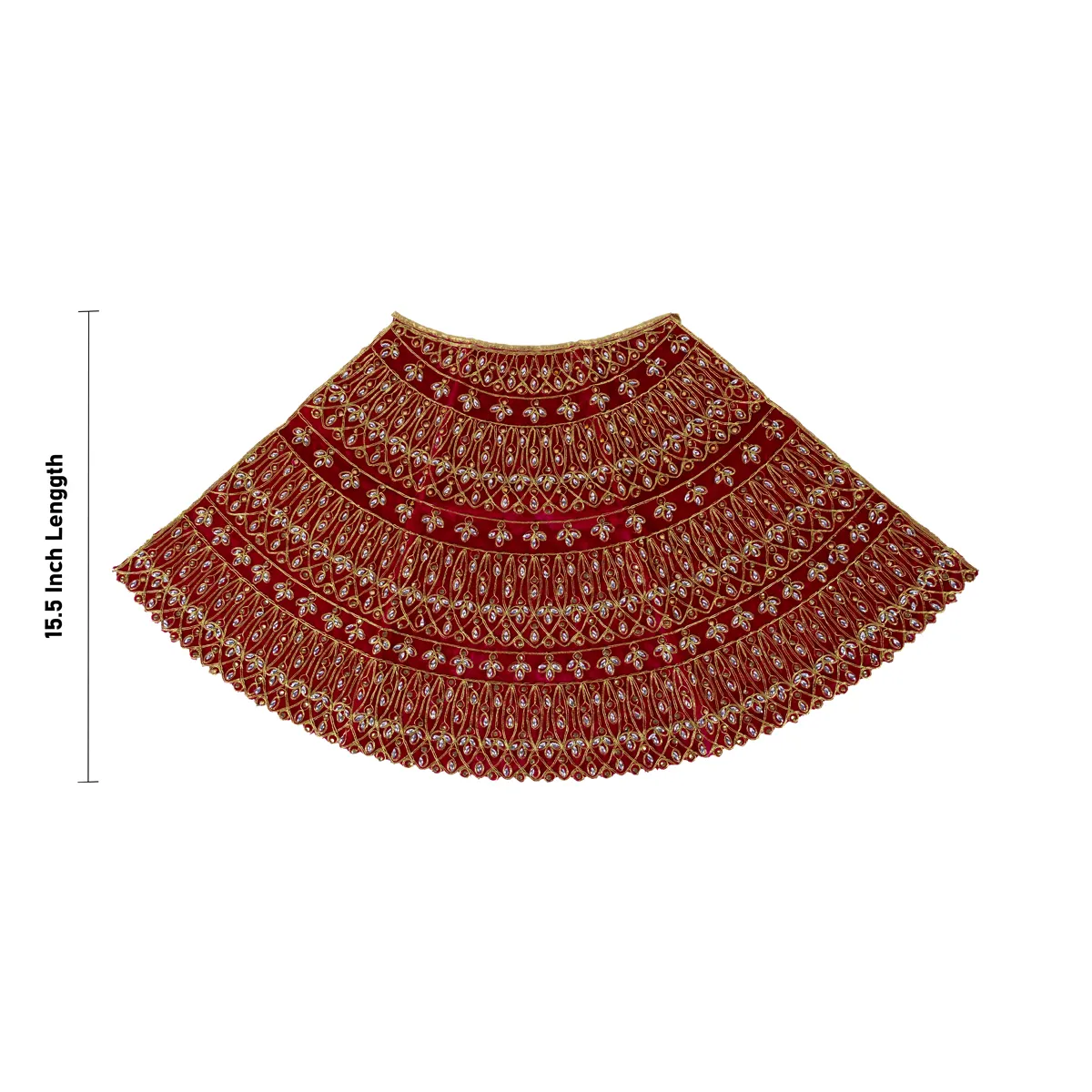 Durga Dress - 15.5 Inches | Mata Rani Poshak/ Lehenga Patka/ Embroidery Amman Pavadai/ Assorted Colour - Image 6