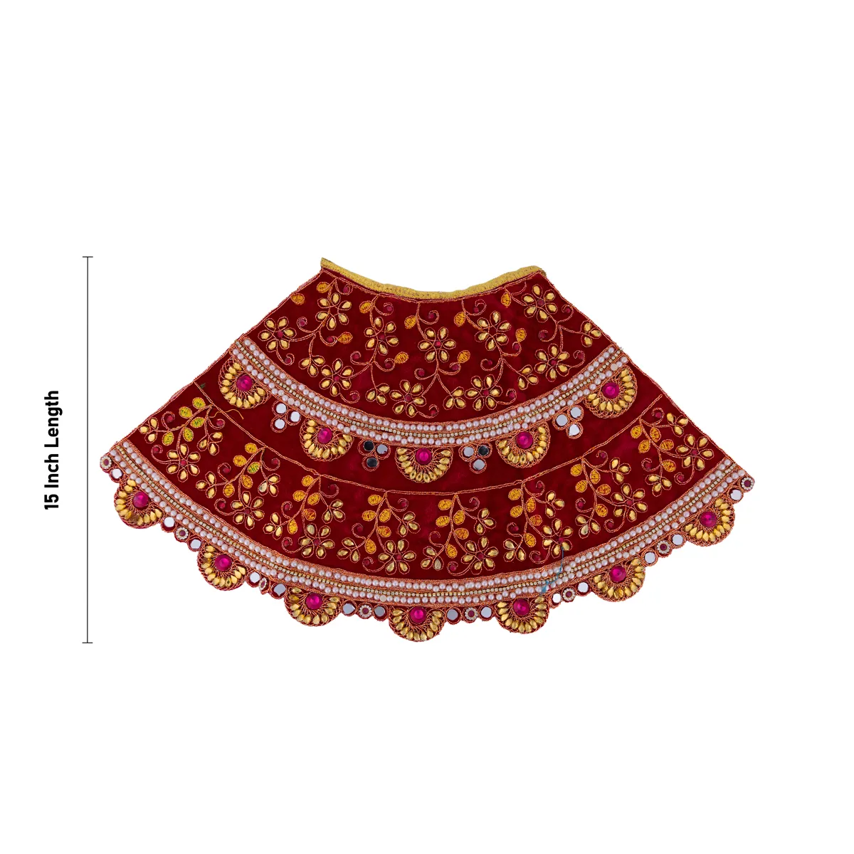Durga Dress - 15 Inches |Lehenga Patka/ Mata Rani Poshak/ Embroidery Amman Pavadai/ Assorted Colour - Image 6