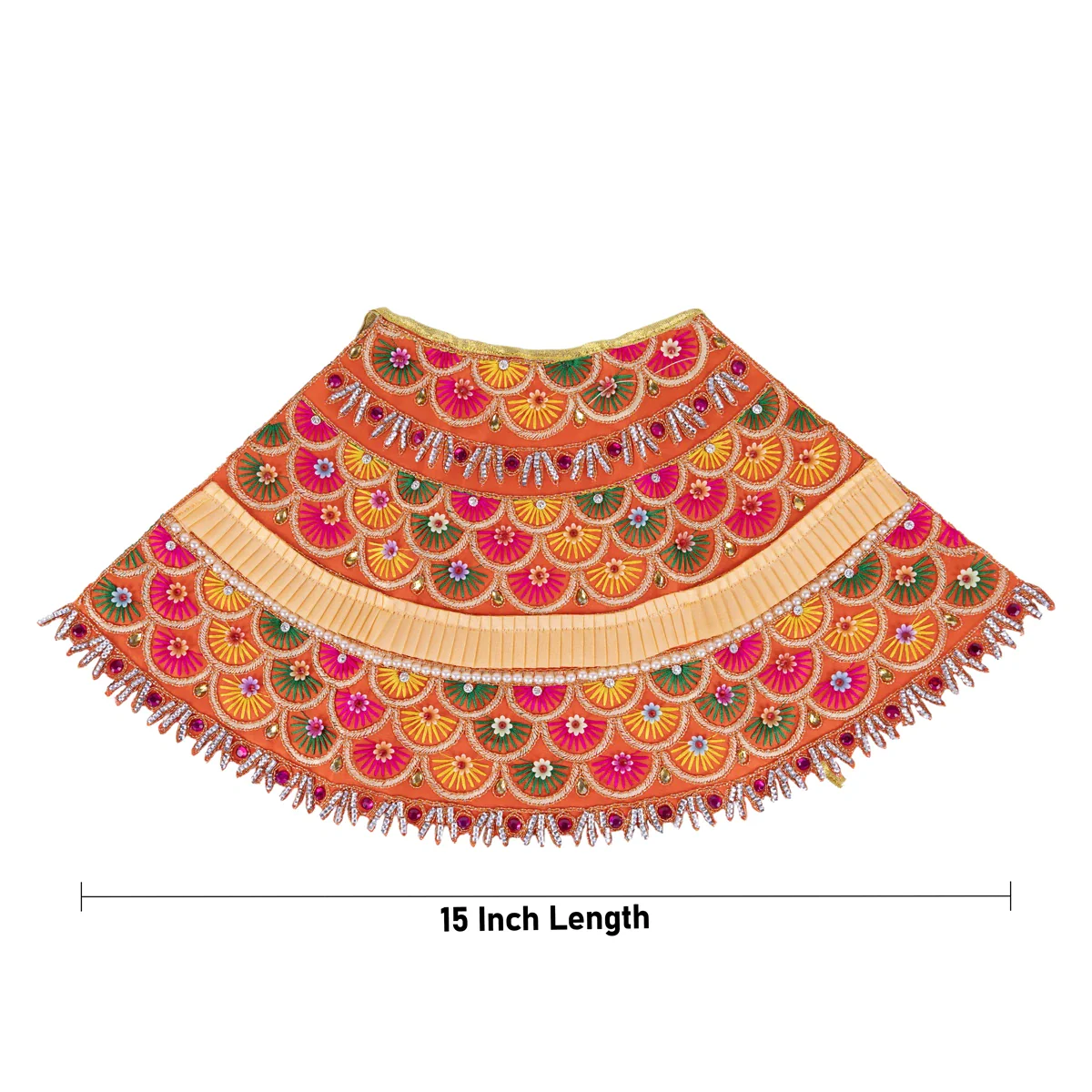 Durga Dress - 15 Inches | Lehenga Patka/ Mata Rani Poshak/ Decorative Devi Vastra For Deity Decor - Image 5