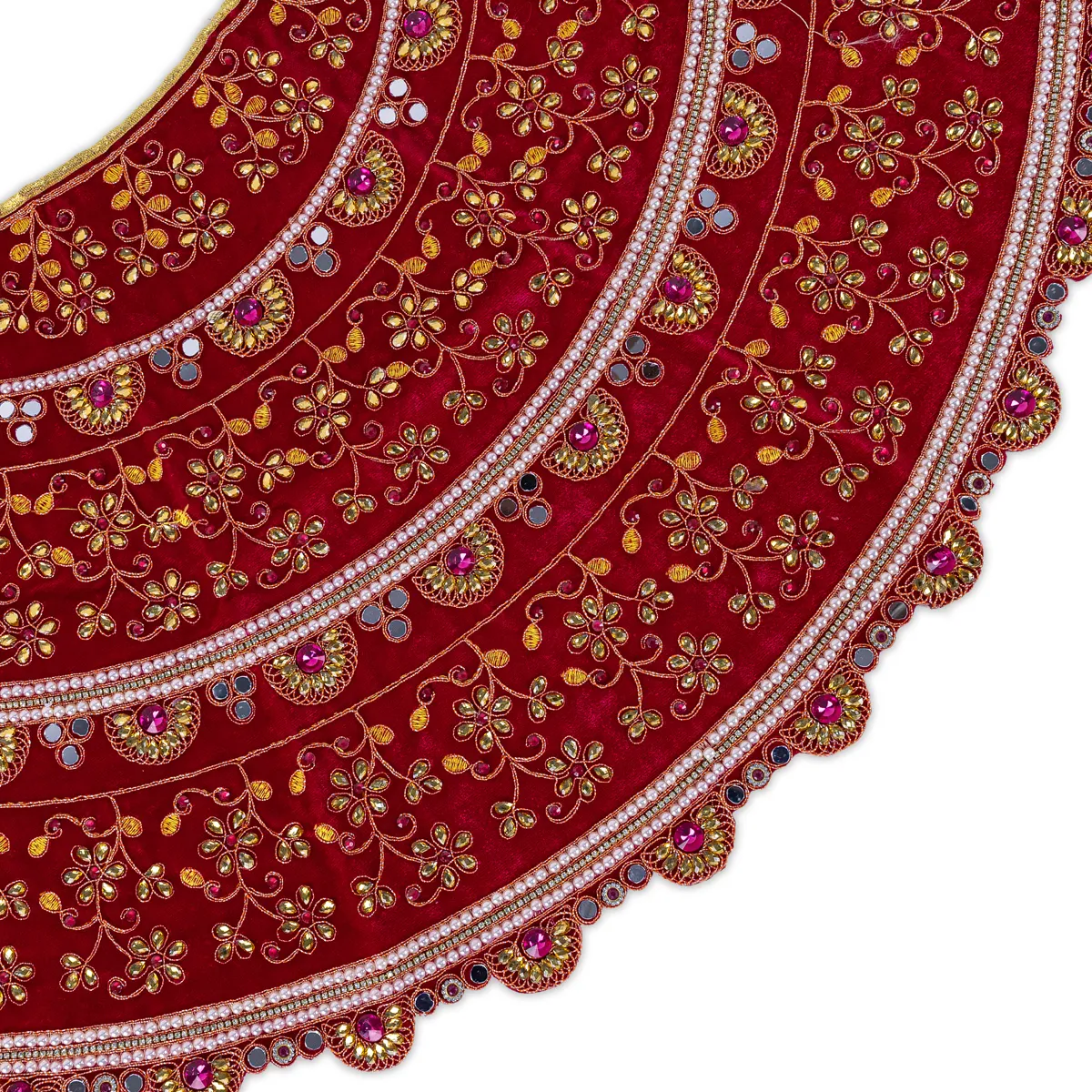 Durga Dress - 15 Inches | Mata Rani Poshak/ Lehenga Patka/ Devi Vastra For Deity / Assorted Colour - Image 3