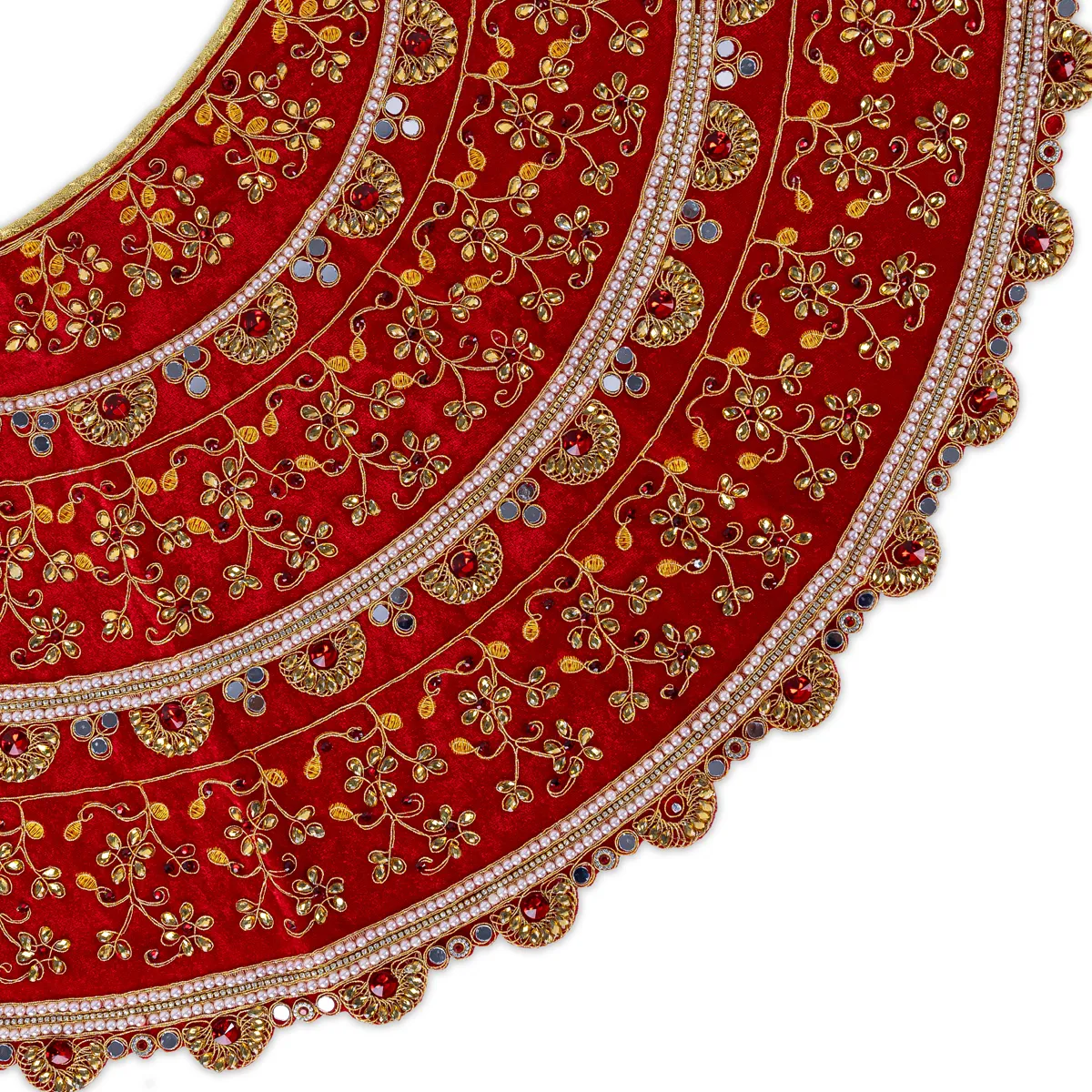 Durga Dress - 15 Inches | Mata Rani Poshak/ Lehenga Patka/ Devi Vastra For Deity / Assorted Colour - Image 4