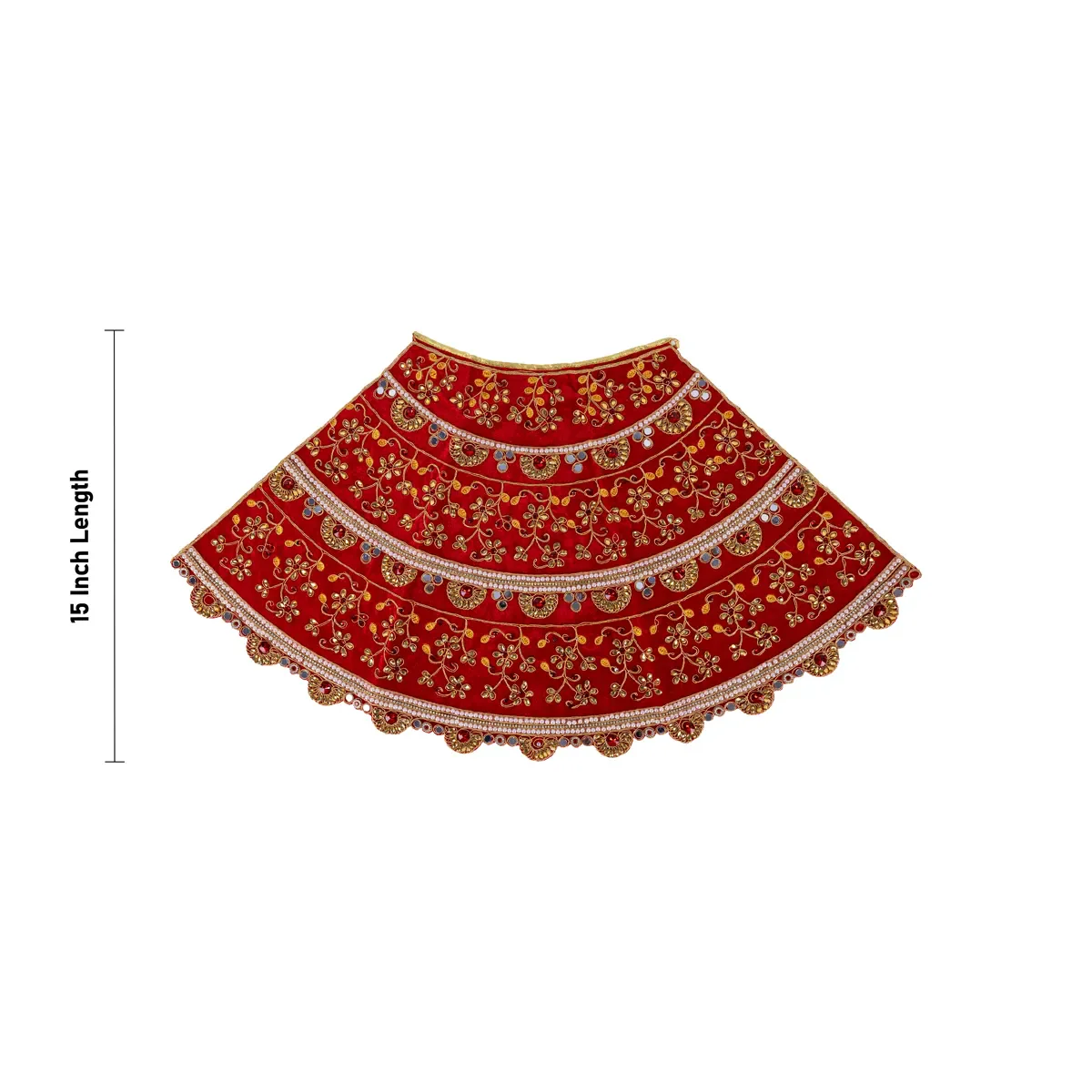 Durga Dress - 15 Inches | Mata Rani Poshak/ Lehenga Patka/ Devi Vastra For Deity / Assorted Colour - Image 5