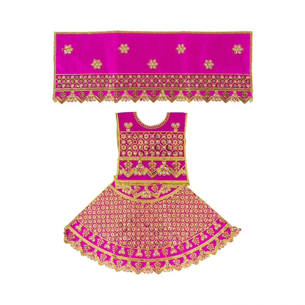 Durga Dress - 15 Inches | Mata Rani Poshak/ Amman Pavadai/ Stone & Embroidery Design/ Assorted Colour