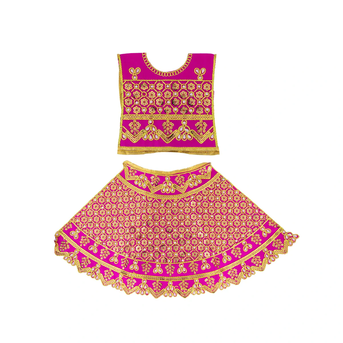 Durga Dress - 15 Inches | Mata Rani Poshak/ Amman Pavadai/ Stone & Embroidery Design/ Assorted Colour - Image 2